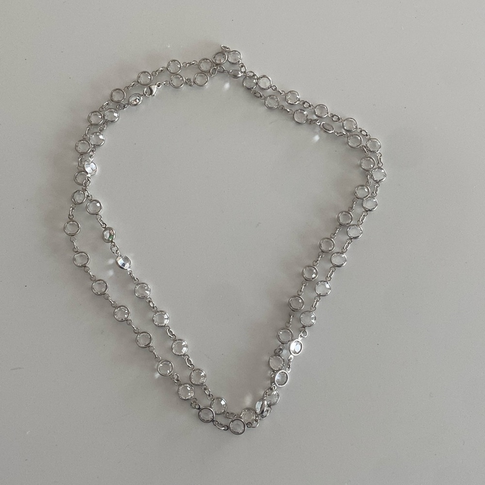 Beautiful cut crystal and silver necklace.